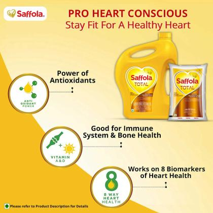 Saffola Total Pro Heart Concious RiceBran Based Blended Oil 5 L (Can)